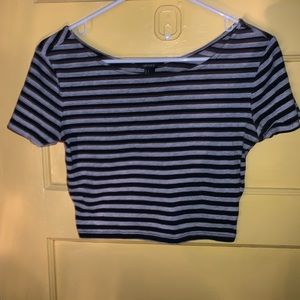 navy blue and grey crop top